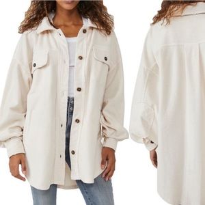 Free People Cream Button-Up Jacket